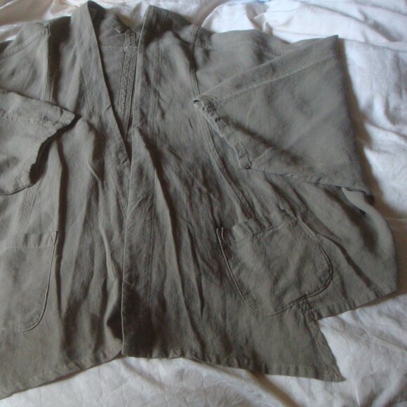 GERTIES Kimono Crop Jacket Top Layer Khaki Lagenlook - Picture 7 of 11